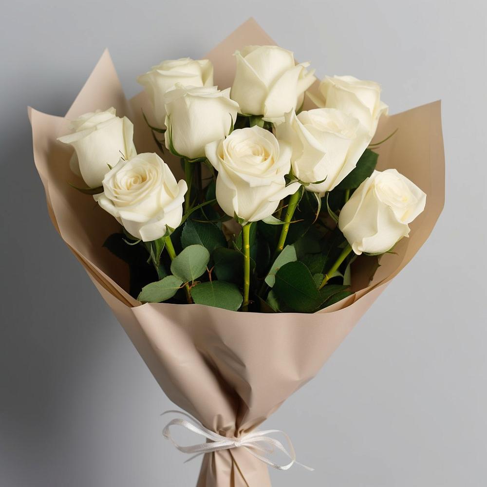 Букет 9 Белых роз Эдлесс Лав в Суханово