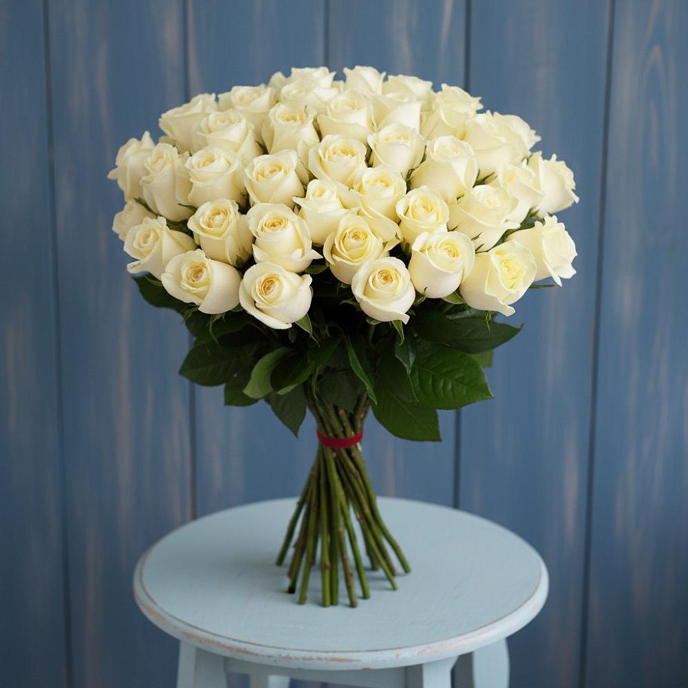 Букет 51 Белая роза Эдлесс Лав в Суханово