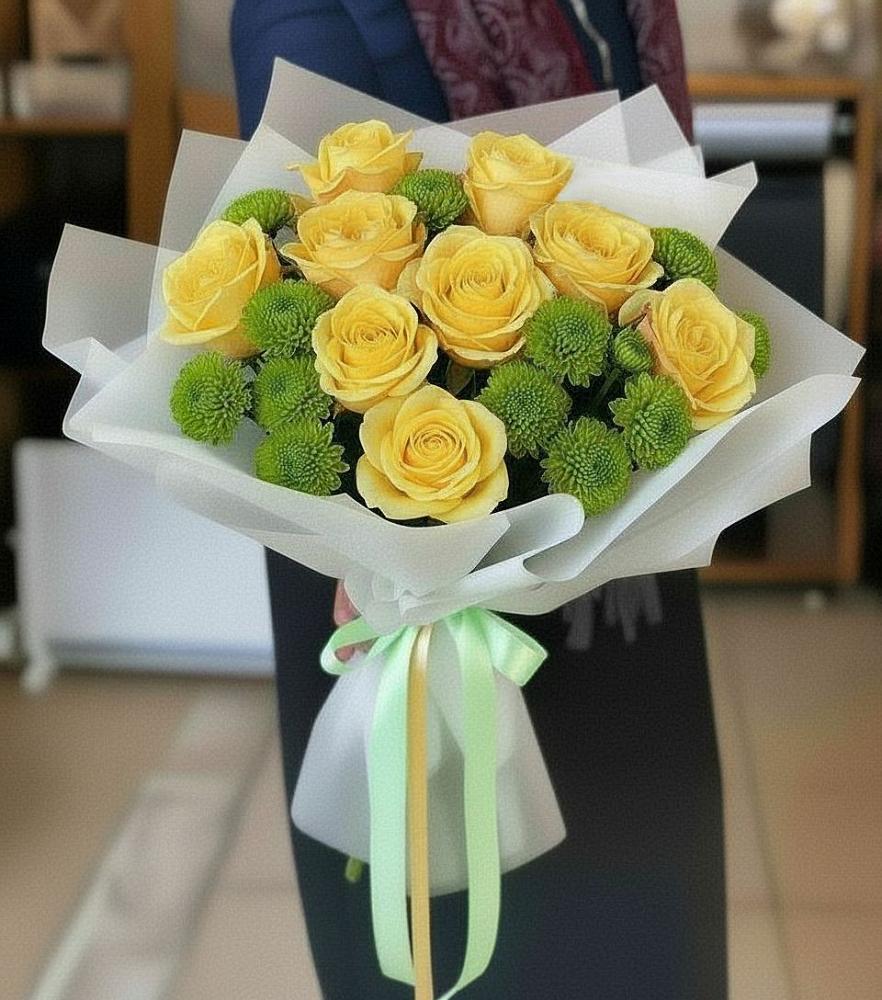 Букет цветов из: Хризантемы и Розы в Суханово