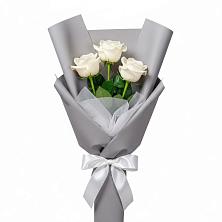 Букет 3 белые розы в Суханово