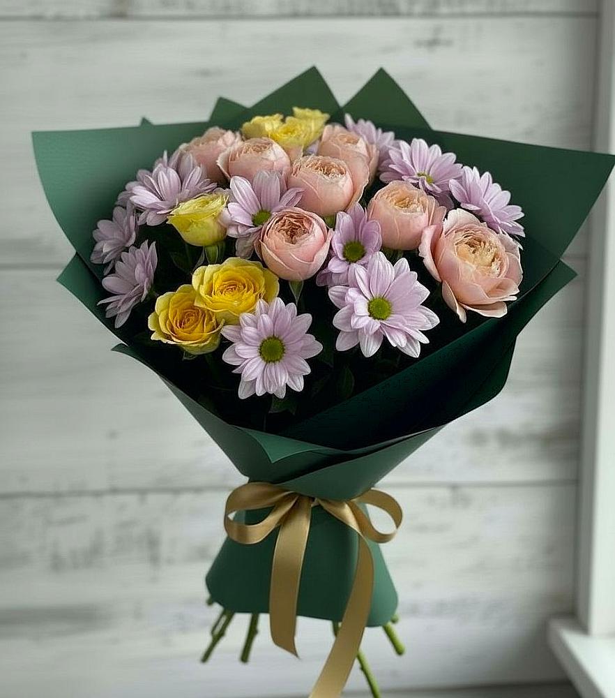 Букет цветов из: Хризантемы и Розы в Суханово