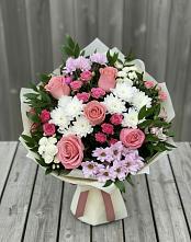 Букет цветов из:  Альстромерии, Гвоздики, Розы и Хризантемы #REPLACE_PRED# Суханово