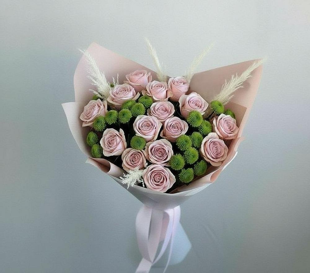 Букет цветов из: Розы и Хризантемы в Суханово