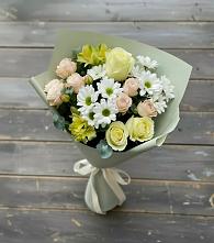 Букет цветов из:  Альстромерии, Розы и Хризантемы в Суханово