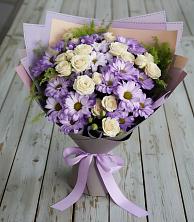 Букет цветов из:  Хризантемы и Розы в Суханово