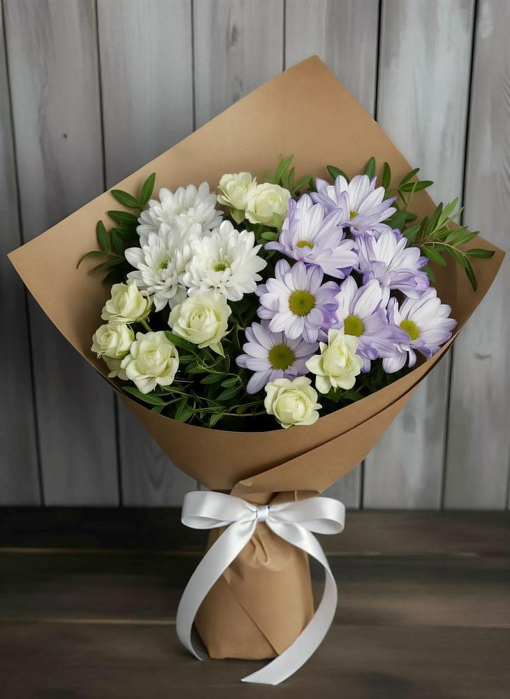 Букет цветов из: Хризантемы и Розы в Суханово